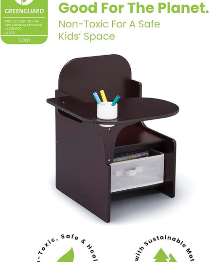 Delta Children MySize Chair Desk With Storage Bin, Dark Chocolate - LeafyLoom