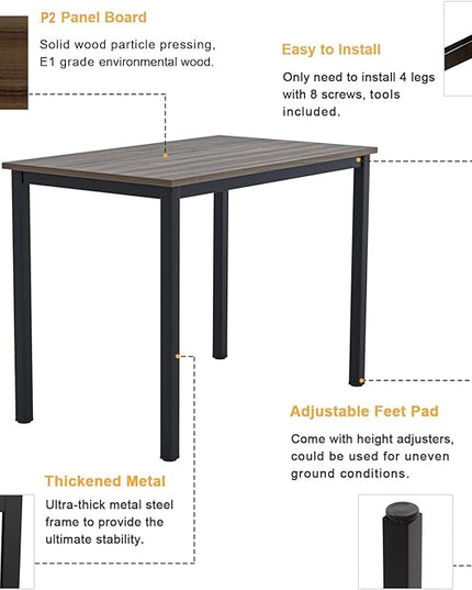 Need Small Desk, 39.4 inches Sturdy Writing Desk for Small Spaces, Small Computer Desk Teens Desk Study Table Laptop Desk Home Ofice Desk, Black Metal Frame, Walnut - LeafyLoom
