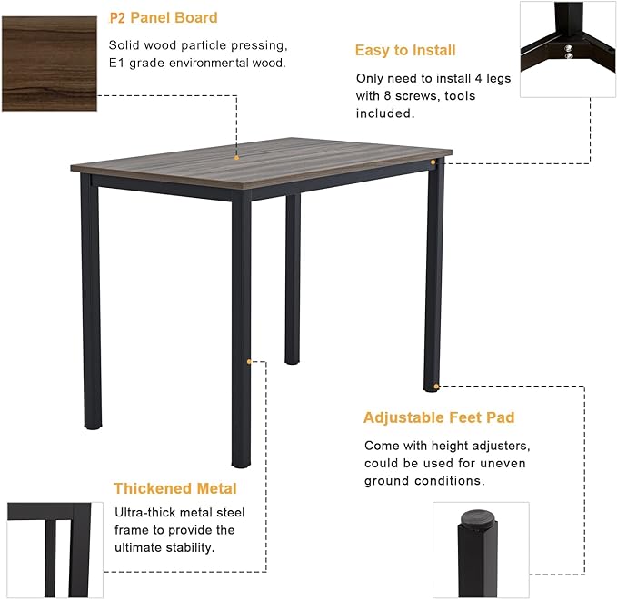 Need Small Desk, 39.4 inches Sturdy Writing Desk for Small Spaces, Small Computer Desk Teens Desk Study Table Laptop Desk Home Ofice Desk, Black Metal Frame, Walnut - LeafyLoom