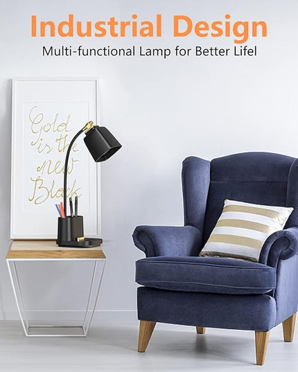 LED Desk Lamp with USB Charging Port Touch control 3 Color Modes, Stepless Dimming, Home office Desk Lamp, LED Small Desk Lamp in University Dormitory, Study Desk Lamp, Gooseneck Lamp - LeafyLoom