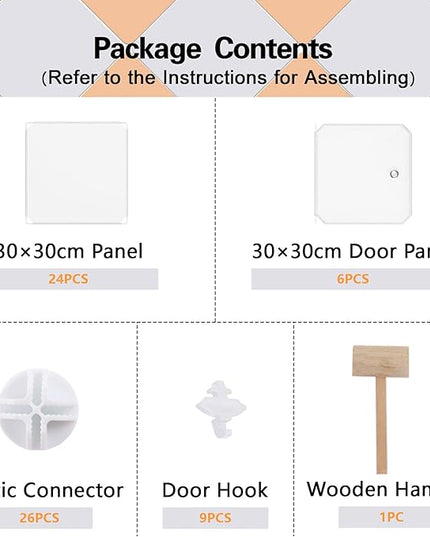 C&AHOME Cube Storage Organizer with Doors, 6-Cube Shelves, Closet Cabinet, DIY Plastic Modular Bookshelf Ideal for Bedroom, Living Room, 36.6”L x 12.4”W x 36.6”H Milky USHS3006M-DOOR - LeafyLoom
