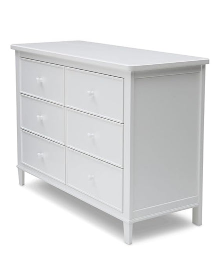 Delta Children Haven 6 Drawer Dresser, White + Perry 6-in-1 Convertible Crib - Greenguard Gold Certified, White (Bundle) - LeafyLoom