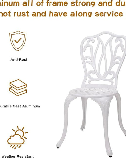 3-Piece Patio Bistro Furniture Set Cast-Aluminum Bistro Table Set for Lawn,Garden,Backyard - LeafyLoom