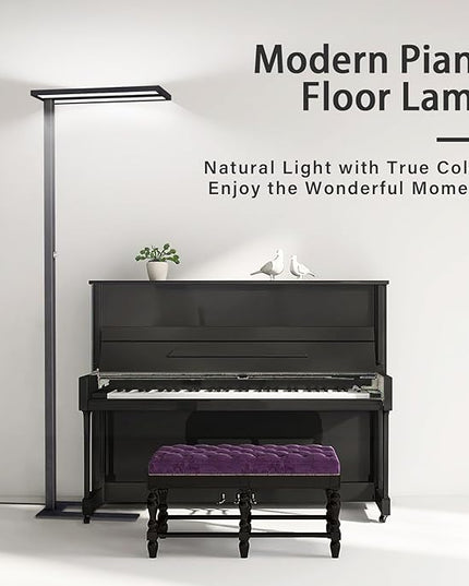 STERREN Eye-Care Led Floor Lamp,76'' Tall Office Floor Lamp, 80W Black Modern Free-Standing Lamp,10000LM Bright Reading Lamp for Study Room,Living Room,Meeting Room,4000K - LeafyLoom