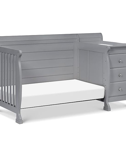 DaVinci Kalani 4-in-1 Convertibe Crib and Changer Combo in Gray - LeafyLoom