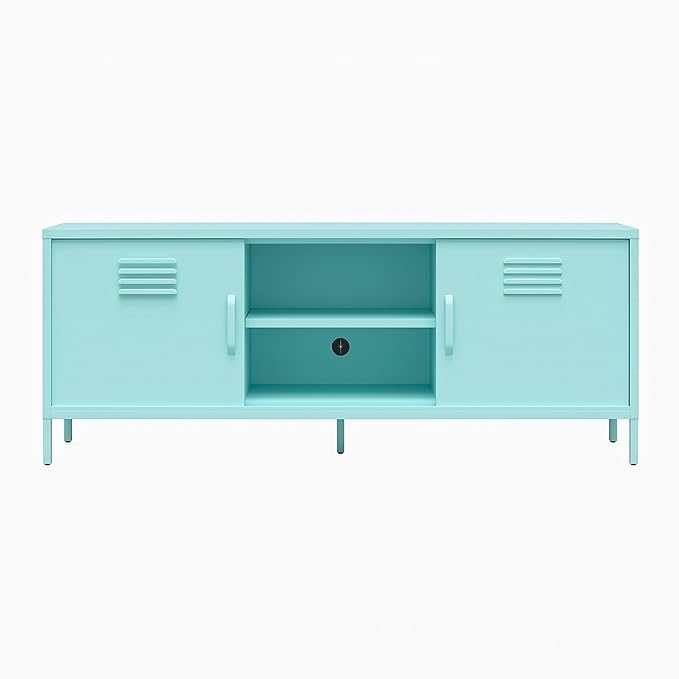 Novogratz Cache Metal Locker-Style TV Stand for TVs up to 65", Mint - LeafyLoom