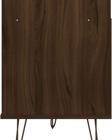 Manhattan Comfort Rockefeller Modern 2 Drawers Living Room Television Stand with Metal Legs, 62.99", Brown - LeafyLoom
