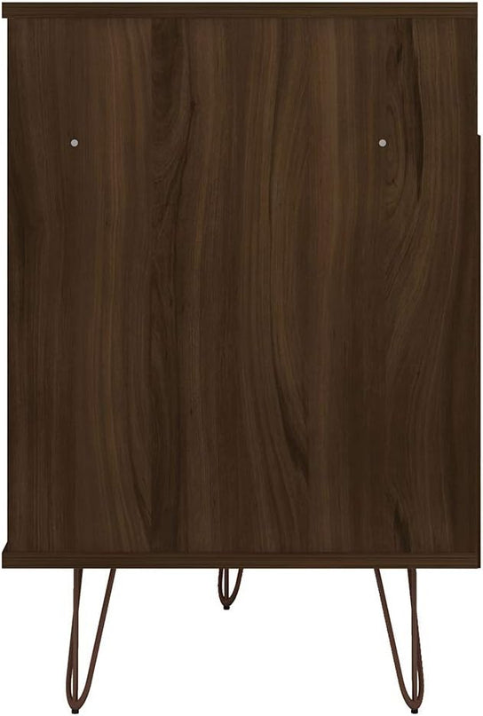 Manhattan Comfort Rockefeller Modern 2 Drawers Living Room Television Stand with Metal Legs, 62.99", Brown - LeafyLoom