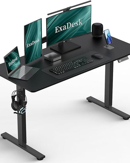 55 * 24 Inches Electric Standing Desk, Adjustable Height Sit Stand Up Desk with 3 Memory Presets, Motorized Home Office Computer Gaming Workstation Desk, Classical Black - LeafyLoom
