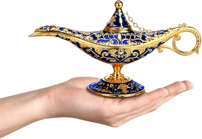 Vintage Legend Aladdin Lamp Magic Genie Wishing Light,Collectable Rare Classic Arabian Costume Props Lamp Tabletop Decor Crafts for Home/Wedding Decoration&Gift for Party - LeafyLoom