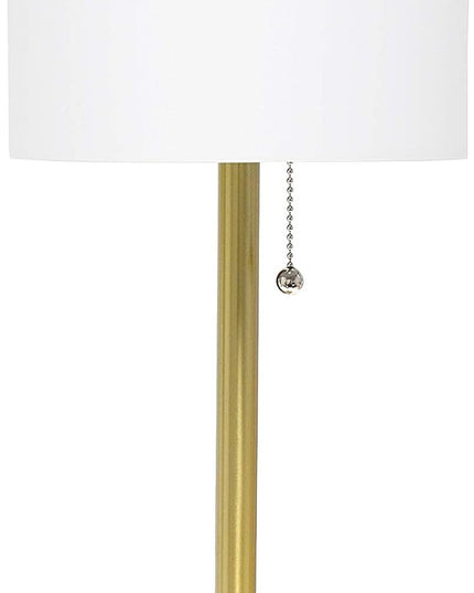 Simple Designs LT1076-GDW Tapered Fabric Drum Shade Table Lamp, Gold and White - (Pack of 4) - LeafyLoom
