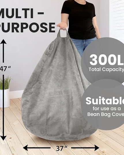 Bean Bag Chair Cover (No Filler) | Bird's Nest Shape | Adult Size | Microsuede | Stuffed Animal Storage for Kids Or Memory Foam| Double Stitched | Durable Zipper | Soft Premium - LeafyLoom