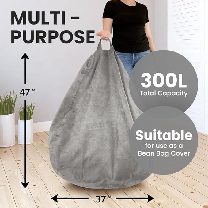Bean Bag Chair Cover (No Filler) | Bird's Nest Shape | Adult Size | Microsuede | Stuffed Animal Storage for Kids Or Memory Foam| Double Stitched | Durable Zipper | Soft Premium - LeafyLoom