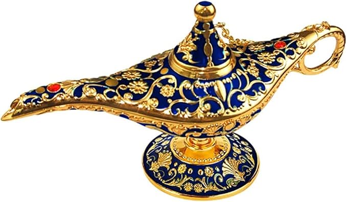 Vintage Legend Aladdin Lamp Magic Genie Wishing Light,Collectable Rare Classic Arabian Costume Props Lamp Tabletop Decor Crafts for Home/Wedding Decoration&Gift for Party - LeafyLoom
