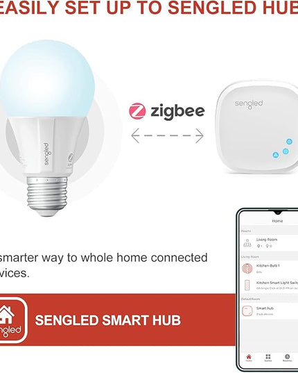 Sengled Zigbee Smart Light Bulbs, Smart Hub Required, Works with SmartThings and Echo with built-in Hub, Voice Control with Alexa and Google Home, Daylight 60W Equivalent A19 Alexa Light Bulb, 10 Pack Sengled