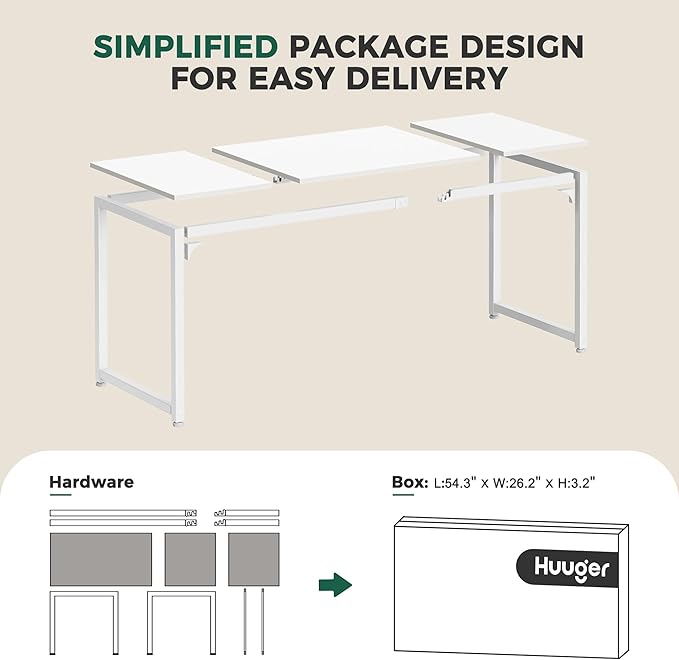 Computer Desk, 70 Inch Office Desk, Gaming Desk with Storage, Writing Desk Work Desk for Home Office, Study, Long Simple Desk, Large Legroom, Metal Frame, White - LeafyLoom