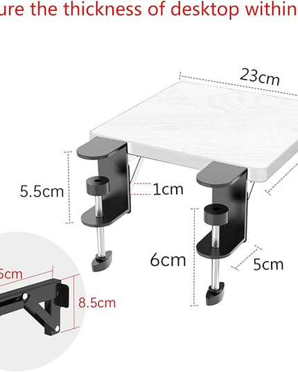 Ergonomics Desk Extender Tray, 9.5"x9.1" Punch-Free Clamp on, Foldable Keyboard Drawer Tray, Table Mount Arm Wrist Rest Shelf, Computer Elbow Arm Support - LeafyLoom