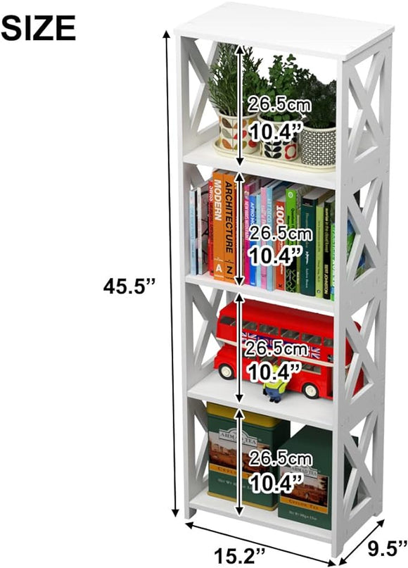 Small Bookcase - 5 Tier Small Bookshelves for Kids, Open Bookshelf, Book Storage Shelf Display Rack for Bathroom, Living Room, Bedroom, Office - White - LeafyLoom