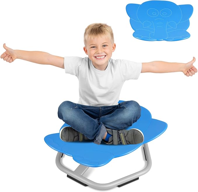Elephant Kids Swivel Chair, Seat and Spinning Chair, Body Coordination Training Chair, Dark Blue Non Slip Sensory Toys 360° Spinning Chair for Autistic Kids Aged 3+, Improving Kid's Physical Fitness - LeafyLoom