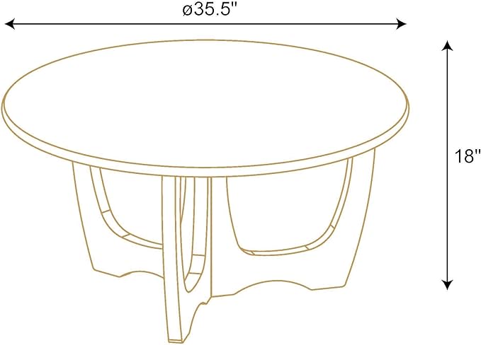 FINECASA Wooden Coffee Table, Curved Leg Coffee Table, Round Coffee Table for Living Room, Accent Couch,Home Decoration, Living Room Tables, 36 x 18 Inches, Grey - LeafyLoom