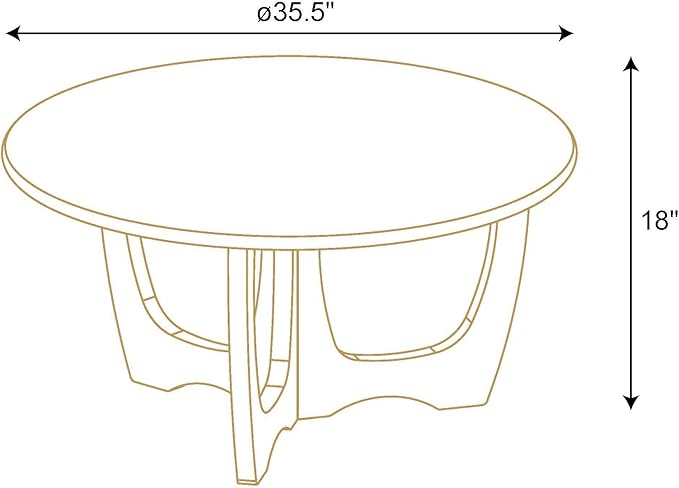 FINECASA Wooden Round Coffee Table Curved Leg, Accent Couch,Home Decoration, Living Room Tables, 36 x 18 Inches, Natural - LeafyLoom
