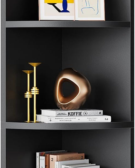 YITAHOME 5-Tier Corner Shelf, 70.8" Tall Modern Free Standing Corner Bookshelf, 5 Shelf Display Corner Bookcase and Bookshelves,Wooden Open Storage Book Shelves for Living Room, Home Office, Black - LeafyLoom