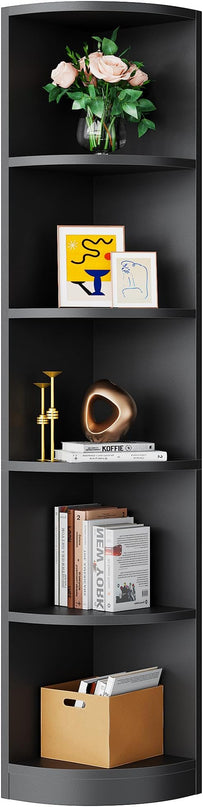 YITAHOME 5-Tier Corner Shelf, 70.8" Tall Modern Free Standing Corner Bookshelf, 5 Shelf Display Corner Bookcase and Bookshelves,Wooden Open Storage Book Shelves for Living Room, Home Office, Black - LeafyLoom