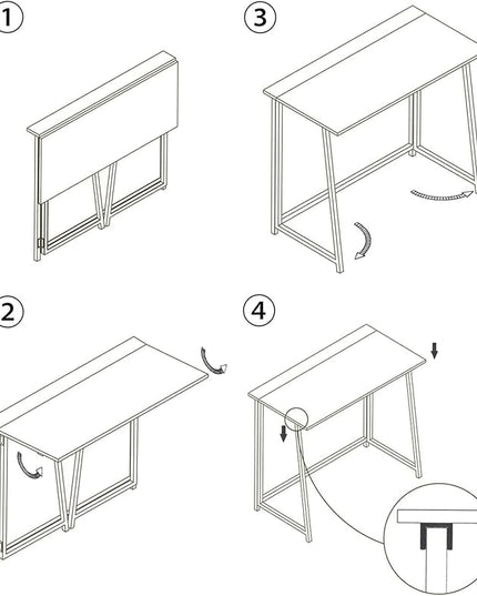 4NM 31.5" Folding Desk, Simple Assembly Computer Desk Study Writing Table for Small Space Offices/Home - Natural and White - LeafyLoom