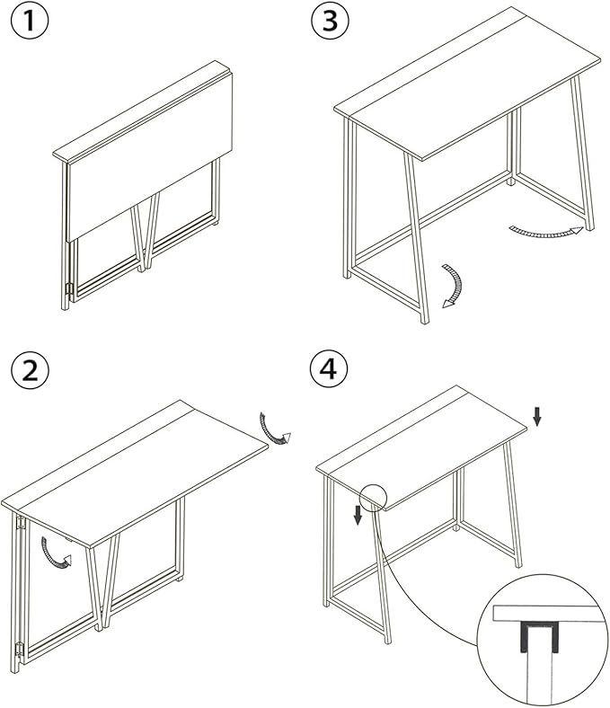 4NM 31.5" Folding Desk, Simple Assembly Computer Desk Study Writing Table for Small Space Offices/Home - Natural and White - LeafyLoom