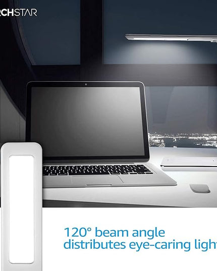 TORCHSTAR LED Desk Lamp, Dimmable Desk Lights for Reading, Table Lamps with USB Charging Port, Touch Control, 3 Color Modes, Fully Adjustable Brightness, Dorm Room, 1 & 2 Hour Auto Timer, White - LeafyLoom