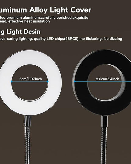 Clip on Desk Lamps,48 LEDs 360°Flexible Gooseneck Reading Table Light,3 Color Modes, 10 Brightness, USB Clamp Books Night Light for Home, Office, Dorm - LeafyLoom