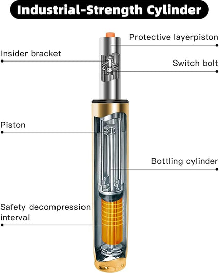 Adjustable Height Gas Lift Cylinder for Office Chairs, Universal Size, Heavy Duty, Gold - LeafyLoom