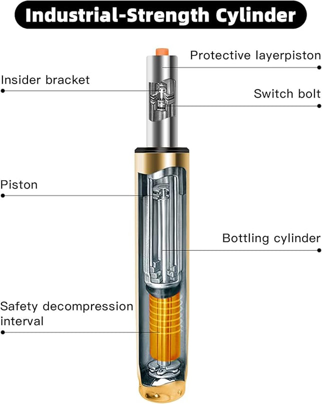 Adjustable Height Gas Lift Cylinder for Office Chairs, Universal Size, Heavy Duty, Gold - LeafyLoom