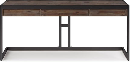 SIMPLIHOME Erina SOLID WOOD and Metal Modern Industrial 72 inch Wide Home Office Desk, Writing Table, Workstation, Study Table Furniture in Rustic Natural Aged Brown with 2 Drawers - LeafyLoom