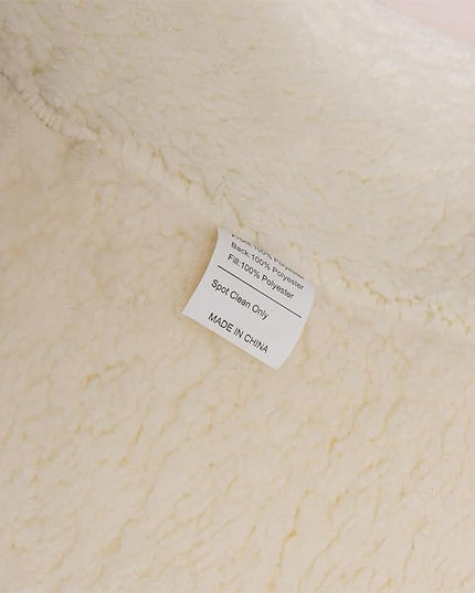 A Nice Night Sherpa Fleece Flannel Reading Pillow Bed Wedge Adult Backrest with Arms Back Support for Sitting Up in Bed/Couch,White,Large - LeafyLoom