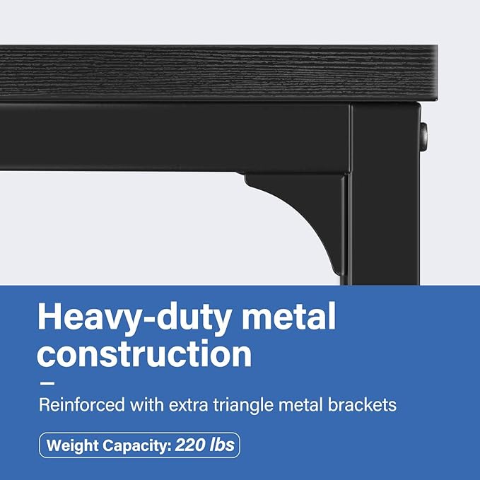 YSSOA 40/47 Inch Computer, Modern Simple Style Home Office, Study Student Writing, Vintage Wooden Desk, Black-Thickened - LeafyLoom