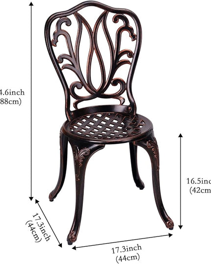 3 Piece Bistro Set,Outdoor Patio Set,Anti-Rust Cast Aluminum Bistro Table Set for Park Yard Front Porch Furniture(New Brown)… - LeafyLoom
