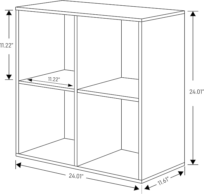 PACHIRA E-Commerce Wooden Storage Cubes Bookcase, Unit Shelf, Closet Cabinet, Organizer Rack in Living Room, Bedroom, Study, 4 Cube, OAK GREY - LeafyLoom