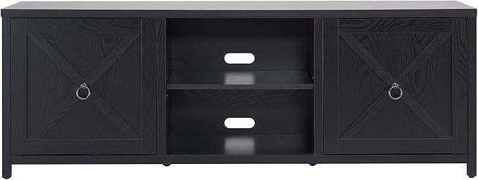 Henn&Hart Rectangular TV Stand for TV's up to 80" in Black Grain, TV Stands for the Living Room - LeafyLoom