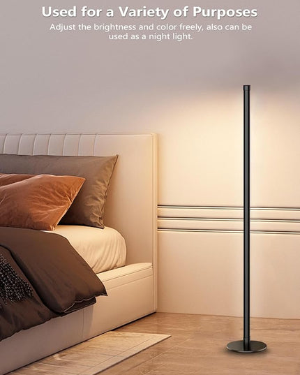 2 in 1 Dimmable Floor Lamp, Smart Corner LED Floor Lamp with App and Remote Control, 16 Million DIY Colors, Music Sync, Timer Setting Scene Modes for Bedroom, Living Room, Studio - LeafyLoom