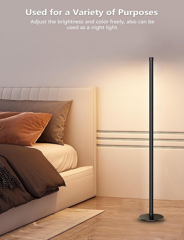2 in 1 Dimmable Floor Lamp, Smart Corner LED Floor Lamp with App and Remote Control, 16 Million DIY Colors, Music Sync, Timer Setting Scene Modes for Bedroom, Living Room, Studio - LeafyLoom