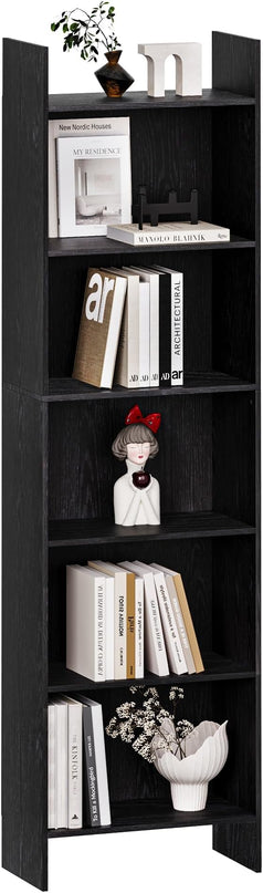 6-Tier Bookshelf, 66.9 Inches Floor Standing Bookcase, Display Storage Shelf, Corner Shelf, Home Decor Furniture for Home Office, Living Room, Bedroom, Black 01104XBC - LeafyLoom