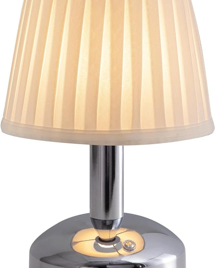 KDG Modern Cordless Small Table Lamp, Portable LED Fabric Shade Desk Lamps, 5000mAh Rechargeable Battery Operated Lighting for Bedroom, Bedside, Bar, Living Room, Dining Room, Night Light(Silver) - LeafyLoom