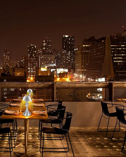 Portable LED Table Lamp, 3-Levels Brightness Metal Desk Lamp, 3 Color Touch Control Rechargeable Lamp, Night Light, Bedside Lamp,Dining Room Lamp (Silver) - LeafyLoom
