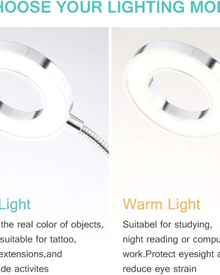 JimKing Ring Light, Tattoo Light Desk Lamp, LED Book Light with Clip, USB Bed Lamp for Live Show, Reading, Tattoo, Make Up, Manicure - LeafyLoom