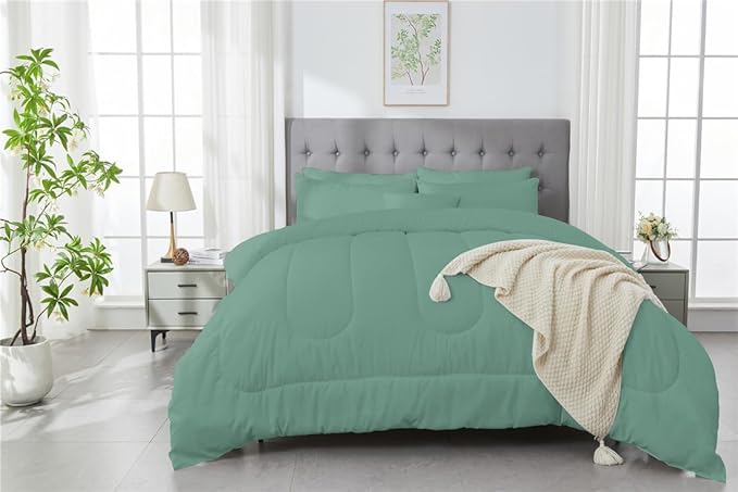 3 Piece Solid Color All Season Bedding Comforter Set Microfiber Soft Lightweight Bedding Set for Kids Teens Adults Room Decor with 1 Comforter and 2 Pillowcases Full - LeafyLoom
