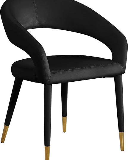 Meridian Furniture Destiny Collection Modern | Contemporary Velvet Upholstered Rounded Back Dining Chair, 23" W x 23" D x 31.5" H, Black - LeafyLoom