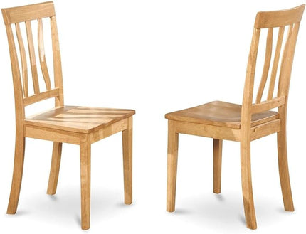 East West Furniture Antique 5 Piece Room Set Includes a Round Wooden Table with Pedestal and 4 Kitchen Dining Chairs, 36x36 Inch, ANTI5-OAK-W - LeafyLoom