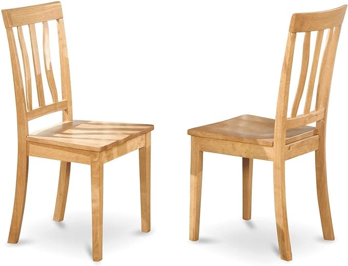 East West Furniture Antique 5 Piece Room Set Includes a Round Wooden Table with Pedestal and 4 Kitchen Dining Chairs, 36x36 Inch, ANTI5-OAK-W - LeafyLoom