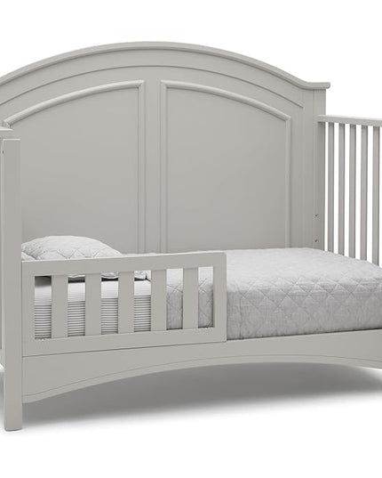 Delta Children Perry 6-in-1 Convertible Crib - Greenguard Gold Certified, Moonstruck Grey + Simmons Kids Radiant Sky Dual Sided Baby Crib Mattress and Toddler Mattress (Bundle) - LeafyLoom